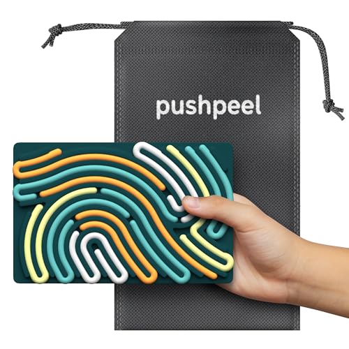 Pushpeel Sensory Activity Board: Silicone Fidget Toy for Calming, Stress, Anxiety, ADHD & Autism | Silent, No Mess | Kids 3+ & Adults | Includes Portable Travel Bag & 11 Strings - color: Spruce