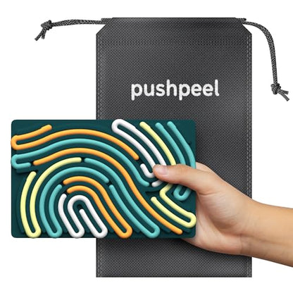 Pushpeel Sensory Activity Board: Silicone Fidget Toy for Calming, Stress, Anxiety, ADHD & Autism | Silent, No Mess | Kids 3+ & Adults | Includes Portable Travel Bag & 11 Strings - color: Spruce