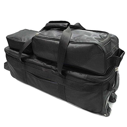 Pyramid Path Triple Tote Roller Plus Bowling Bag with Detachable Shoe Bag (Fits US Mens Size 15), Accessory and Side Pocket, Lightweight Travel Design - color: Black/Black