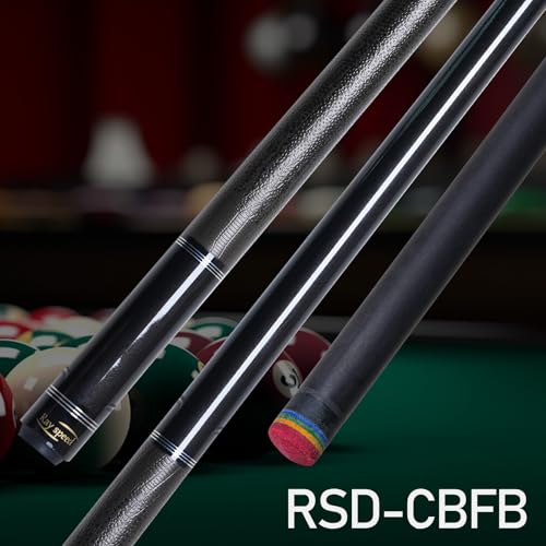 Carbon Fiber Pool Cue Stick 12.5mm Rainbow Tip Low Deflection Pool Stick with Uni-loc Pin Joint and Extension Pool Stick-20 oz - color: Black