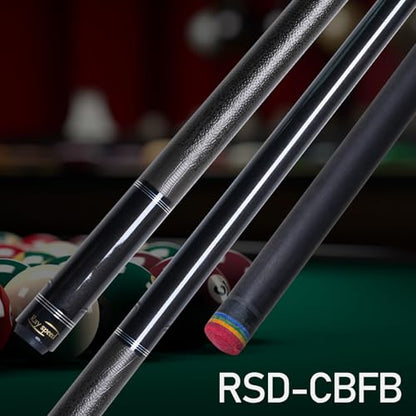 Carbon Fiber Pool Cue Stick 12.5mm Rainbow Tip Low Deflection Pool Stick with Uni-loc Pin Joint and Extension Pool Stick-20 oz - color: Black