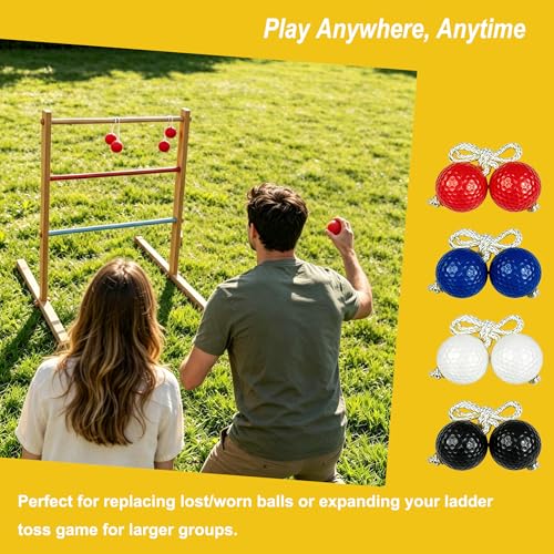 12 Pack Ladder Balls Ladder Toss Balls Replacement with Storage Bag for Toss Match - color: Red Blue Black White