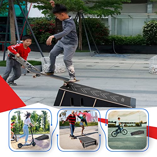 Kids Jumping Ramp for Skateboard, Bike, Scooter, BMX, RC Car and Dirt Bike, 42.91 in, Black - color: Black, size: L300
