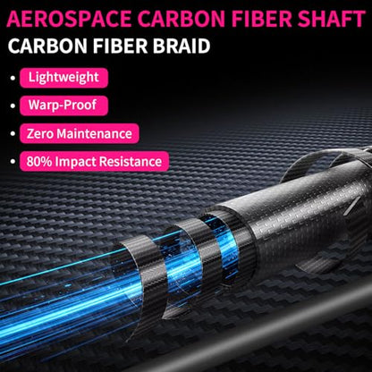AKLOT Carbon Fiber Pool Cue Stick 58", Billiard Cue Sticks 19-19.5oz, Low Deflection Billiard Stick with 12.5mm Tip, Professional Carbon Fiber Pool Sticks for Adults - color: Rose Phantom