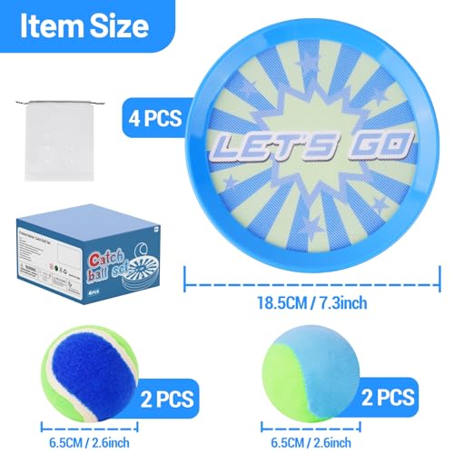 ANNKIE Kids Toys Toss and Catch Ball Set Game with 4 Paddles 4 Balls,Beach Toy Pool Toy Outdoor Yard Game for Kids Ages 3-12,Toys for Toddlers Age 3-5, Gifts for 3 4 5 6 7 8 9 10+ Year Old Boys Girls