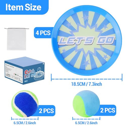 ANNKIE Kids Toys Toss and Catch Ball Set Game with 4 Paddles 4 Balls,Beach Toy Pool Toy Outdoor Yard Game for Kids Ages 3-12,Toys for Toddlers Age 3-5, Gifts for 3 4 5 6 7 8 9 10+ Year Old Boys Girls