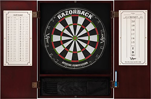 Viper by GLD Products Metropolitan Solid Wood Cabinet & Sisal/Bristle Dartboard Play-Ready Bundle - color: Mahogany, style: Premium Set