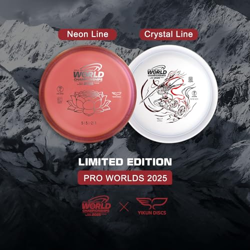Yikun Disc Golf| Pro Worlds 2025 Limited Edition | | Fairway-Distance Hybrid Disc | Max 100m+ Flights for All Skill Levels | Late-Turn Glide & Reliable Fade | PDGA Approved 170-176g - color: Noen line Red