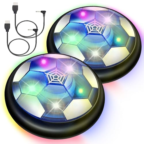 JRD&BS WINL Hover Soccer Ball Toys for Boys Girls,Rechargeable Floating Soccer Ball with Led Lights and Foam Cushion,Indoor Air Football Game for Kids Age 3-12（2Pack - color: Black-2