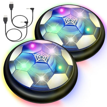 JRD&BS WINL Hover Soccer Ball Toys for Boys Girls,Rechargeable Floating Soccer Ball with Led Lights and Foam Cushion,Indoor Air Football Game for Kids Age 3-12（2Pack - color: Black-2