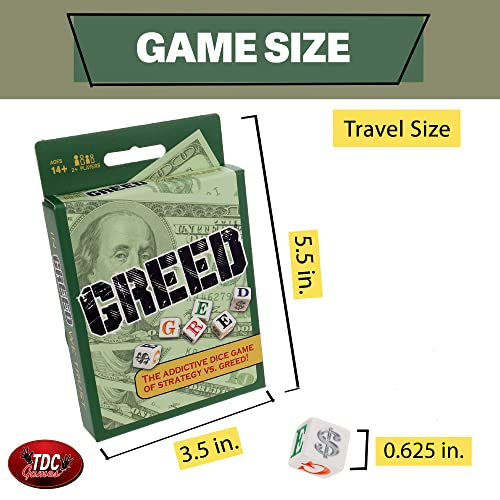 TDC Games Greed Dice Game - Great for Party Favors, Stocking Stuffers, Travel, Camping, for Adults and Families - size: Travel