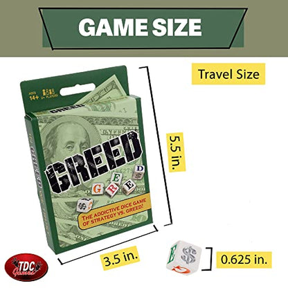 TDC Games Greed Dice Game - Great for Party Favors, Stocking Stuffers, Travel, Camping, for Adults and Families (Pack of 2) - size: Travel (Pack of 2)