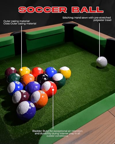 American Challenge Foot Pool Soccer Game Ball Set – 16-Piece Giant Soccer Billiards Fusion Game – Outdoor & Indoor Lawn Football Pool Balls