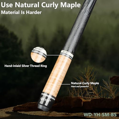 CUEELF Pool Cue Stick Low Deflection Hand-Made Inlay Billiard Cue 58'' Professional Billiard Pool Cue Stick for Adults-12.5mm Tip,3/8 * 8 Joint - color: WD-YH-SM-HB-BS
