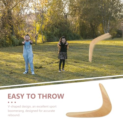SEWACC Wooden Boomerang Outdoor Plaything for Kids and Adults, Beige Synthetic Material Flying Toy for Outdoor Sports and Family Fun