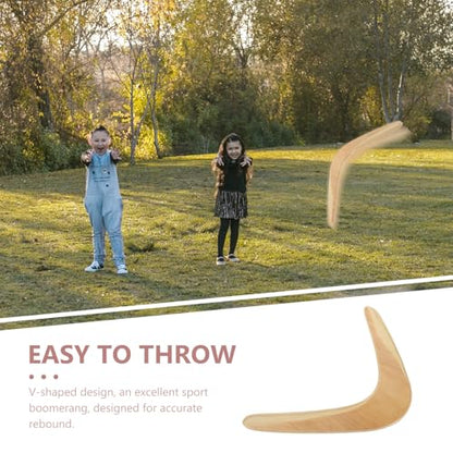 SEWACC Wooden Boomerang Outdoor Plaything for Kids and Adults, Beige Synthetic Material Flying Toy for Outdoor Sports and Family Fun