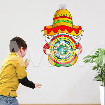 Cinco de Mayo Dart Board Set, Mexican Gnome Party Board with 12 Stick Balls, Hook, Kids Mexico Party Indoor Outdoor Games, Mexican Birthday Party Suppiles for Boys/Girls/Adults Fun