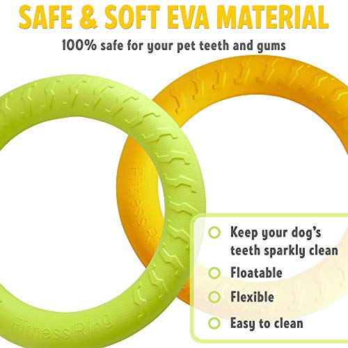 PetSpy Dog Ring Toy – Flying Ring for Outdoor Play, Floating Training & Fetch Toy for Throwing, Catching & Chewers – Durable EVA Flying Disc for Small, Medium & Large Dogs - size: Small To Medium, style: 2 Rings