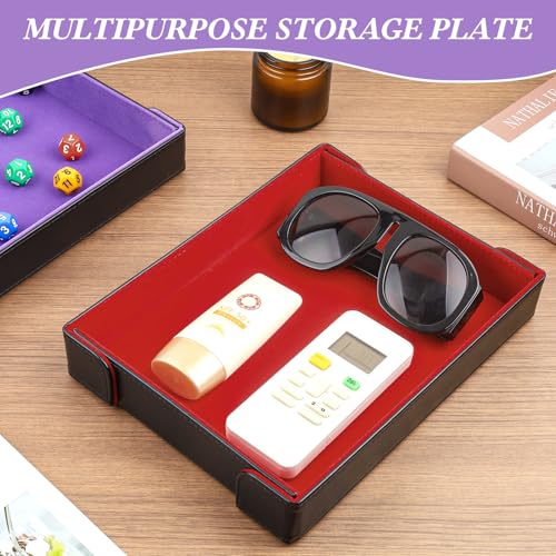 PU Leather Dice Tray Magnetic Folding Dice Rolling Mat with Red Felt Lining for Dice Games Portable Tabletop Board Games Tray - color: Red