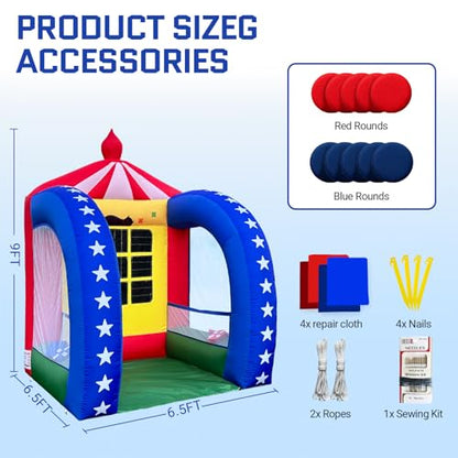 OZIS 6.5x6.5x9Ft Inflatable Tic Tac Toe Game with Discs and Built-in Blower Portable 9-Grid Target Game Set, Interactive Inflatable Carnival Games for Commercial Events, Parties, Family Activities - style: Tic-Tac-Toe