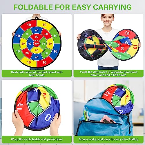 Large Dart Board for Kids, Kids Double-Sided Dart Board with Sticky Balls and Darts, Indoor/Outdoor Sport Fun Party Play Game Toys, Gifts for 3 4 5 6 7 8 9 10 11 12 Year Old Boys Girls - style: M023