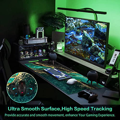 Canjoy Gaming Mouse Pad, Large Extended Mouse Pad Big Computer Mousepad for Home Office Gaming Work 31.5x15.7inch - color: Dark Green Gold Marble