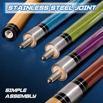 Pool Stick Set of 4,Pool Cues Sticks Made of Premium Maple Wood, Includes 4 Extra Billiard Chalk for Pool Cues, 58" Billiard House Bar Pool Cue Sticks for Professional Billiard Players - color: Pool cues-B03
