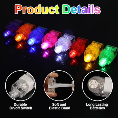 100pcs Finger Lights in 8 Colors, Glow in the Dark Party Favors Supplies for Kids Adults, Easter Egg Hunter Goodie Bag Stuffers, Classroom Prizes Carnival Birthday Concert Accessories - style: Mixd-100pcs