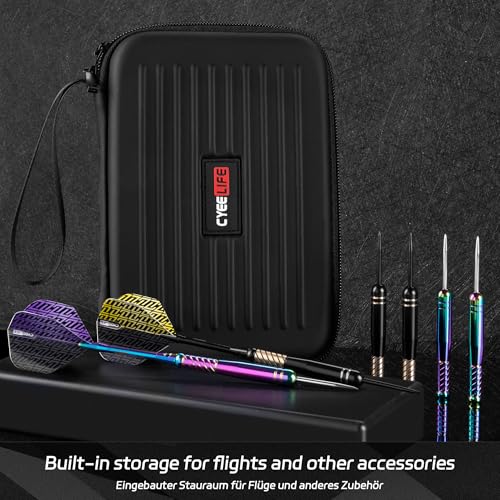 CyeeLife Pro Steel Tip Darts Set – 20g Brass Darts Gift Set with Dart Case | Includes 6 Aluminum Shafts, 12 Flights, 20 O-Rings, 2 Protectors, Sharpener & Tools for Beginners or Professionals