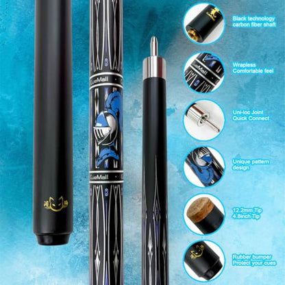 CueMall 58" 2-Piece Billiard Pool Cue Sticks,12.5mm Fiberglass Graphite Composite Billiard Cue Sticks,19oz Pool Sticks Tacos de billar for Adults Men/Women, House or Commercial/Bar Use - color: CueMall-C