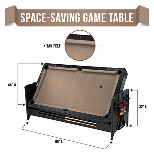 Fat Cat Original 3-in-1 7 Foot Pockey Multi Game Table, Air Hockey Table, Pool Table, and Table Tennis Combo with Accessories - color: Tan