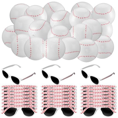 48 Pcs Inflatable Baseball Beach Balls with Glasses Sport Party Favors 12 Inch Themed Inflatable Ball Birthday Decorations Team Gift Summer Pool Party Supplies for Goodie Bag - style: Baseball