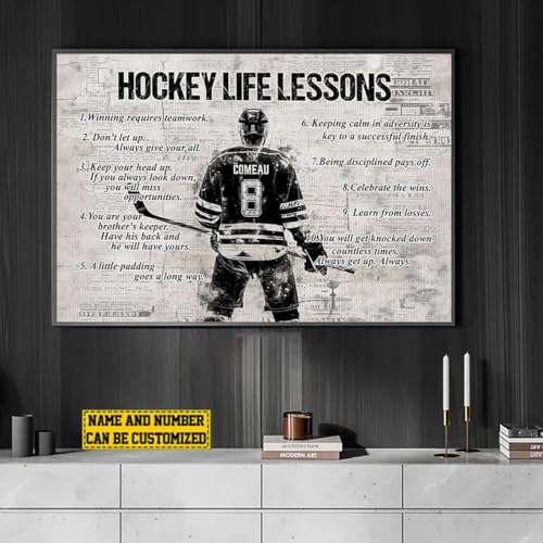 Personalized Hockey Life Lessons Canvas, Custom Hockeys Poster Print, Motivational Hockey Gift For Boys, Men, Hockeys Players - color: Design 08