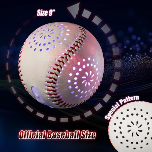 LED Rechargeable Baseball with 9 Lighting Modes Glow in The Dark Baseballs, Baseball Gifts for Boys 6 7 8 9 10 11 12 Years Old Sport Games for Kids Indoor Outdoor Toys for Kids