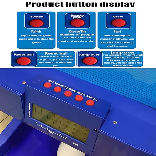 Indoor Electronic Bowling Game Console with LED Scoreboard, Automatic Reset, Lighting & Sound Effects - Fun for Kids & Adults, 3.5m/11ft Bowling Alley Sports Game