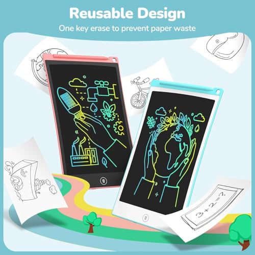 TECJOE 4 Pack LCD Writing Tablet, 8.5 Inch Colorful Drawing Board, Kids Travel Games Activity Learning Toys, Birthday Gifts for 3-8 Year Old Boys Girls Toddlers Preschooler - color: Blue & Pink & Purple & Green