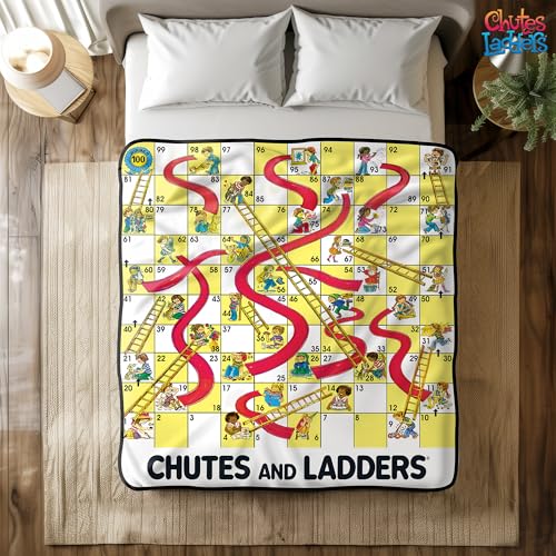 Chutes & Ladders Blanket | Chutes & Ladders Game Board | Giant Chutes and Ladders Throw Blanket Board Game | 60" X 60" | Officially Licensed