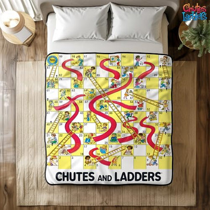 Chutes & Ladders Blanket | Chutes & Ladders Game Board | Giant Chutes and Ladders Throw Blanket Board Game | 60" X 60" | Officially Licensed