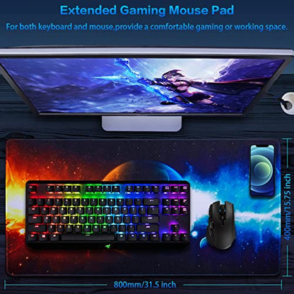 Canjoy Gaming Mouse Pad, Large Extended Mouse Pad Big Computer Mousepad for Home Office Gaming Work 31.5x15.7inch - color: Ice and Fire