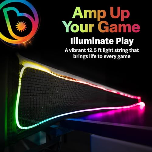Brightz NetBrightz LED Ping Pong Net Light - Add a Whole New Spin to the Game! 12.5-Foot Light String for Ping Pong Nets - Color Changing or Solid Color Modes (Net Not Included)