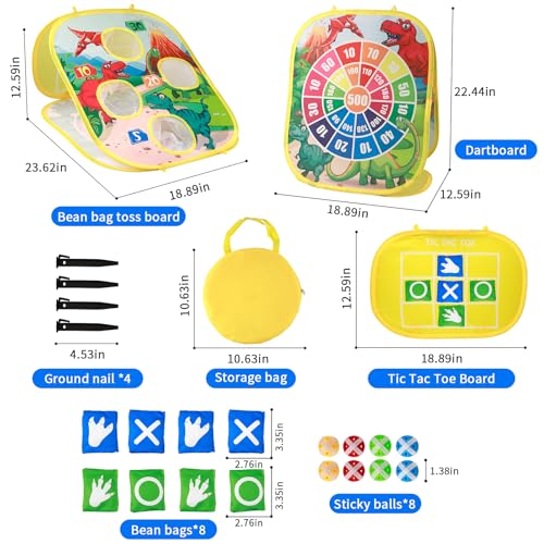 Bean Bag Toss Game Toy Indoor and Outdoor Toys for Kids Toddlers Dinosaur Toys Family Party Carnival Games for Boys and Girls 3 4 5 6 7 8 9 Year Old Birthday Gifts Outside Backyard Beach Lawn Games