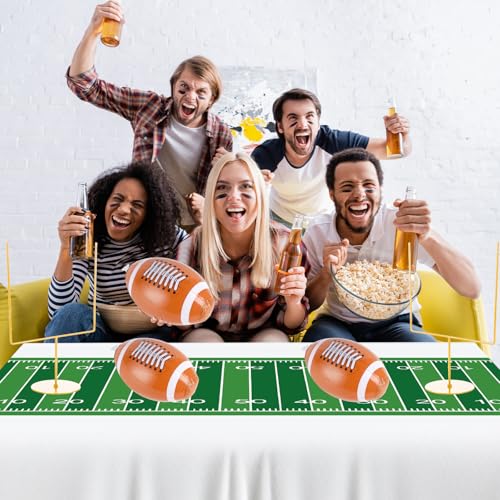 6 Pcs Metal Football Goal Post Party Decorations Kit Includes 2 Metal Football Field Goal Post Centerpieces 1 Sport Field Table Runner 3 Mini Balls for Sports Theme Game Day Birthday Party Table Decor