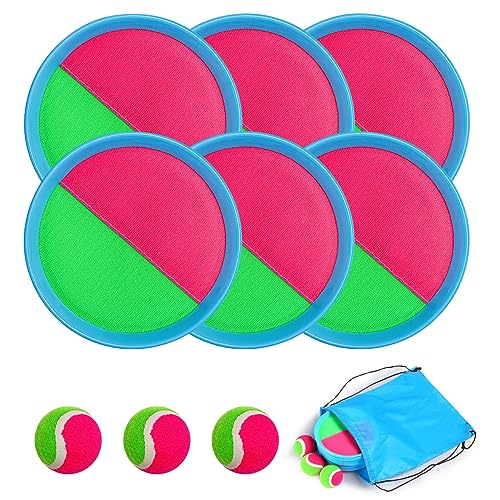Toss and Catch Ball Game Outdoor Games Playground Balls Beach Games Summer Toys for Ages 4-8, Perfect Kids Toys Playground Sets for Kids Christmas Birthday Gifts - color: Blue-6 Paddles