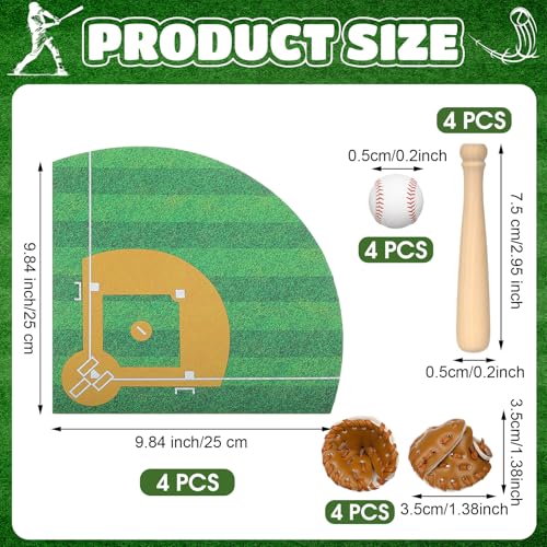 16Pcs Baseball Centerpieces for Tables -Sport Party Table Decorations Kit with Baseball Felt Mat, Bats Mini Baseballs, and Gloves for Sport Themed Birthday Party Decor