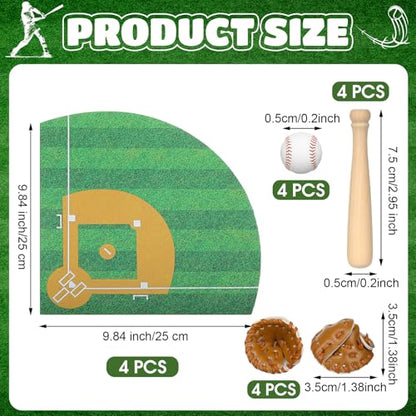 16Pcs Baseball Centerpieces for Tables -Sport Party Table Decorations Kit with Baseball Felt Mat, Bats Mini Baseballs, and Gloves for Sport Themed Birthday Party Decor