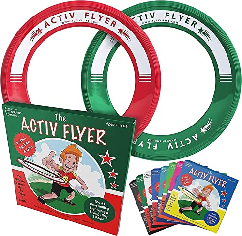 Activ Life Kid’s Flying Rings (2 Pack) They Fly Straight & Don’t Hurt, 80% Lighter Than Standard Rings - Replace Screen Time with Healthy Family Fun - Get Outside & Play - color: Christmas