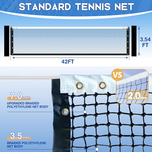 Tennis Net Outdoor Heavy Duty Professional Tennis Court Net Replacement Portable Tennis Net Nylon for Standard Tennis Courts [Includes 2 Fiberglass Dowels] - style: double-layer tennis net