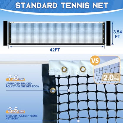 Tennis Net Outdoor Heavy Duty Professional Tennis Court Net Replacement Portable Tennis Net Nylon for Standard Tennis Courts [Includes 2 Fiberglass Dowels] - style: double-layer tennis net