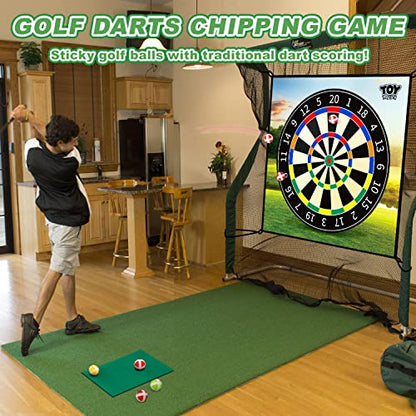 TOY Life Chipping Golf Game Mat Indoor Outdoor Games for Adults and Family Kids Outdoor Play Equipment Stick Chip Game Indoor Golf Set Backyard Games Outdoor Toys for Kids - style: Dart Board Style