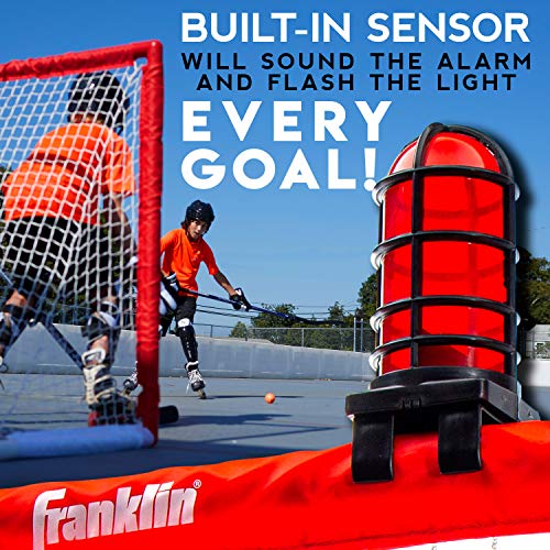 Franklin Sports Mini Hockey Goal Set - NHL Light Up Knee Hockey Goal and Stick Set with Hockey Ball - Perfect for Indoor Floor Hockey and Knee Hockey, Red, 36" L x 36" W x 24" H